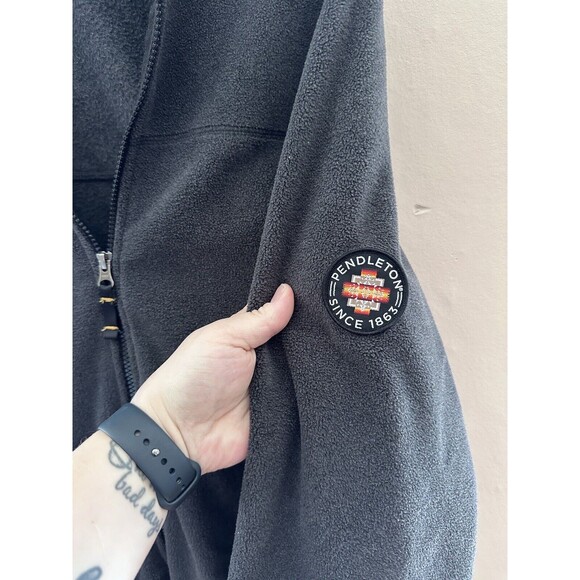 Pendleton Woolen Mills Mens Fleece Zip Up Size Medium Gray Lightweight Jacket - Picture 3 of 9